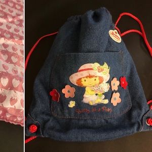 Strawberry Shortcake Drawstring Denim Sack